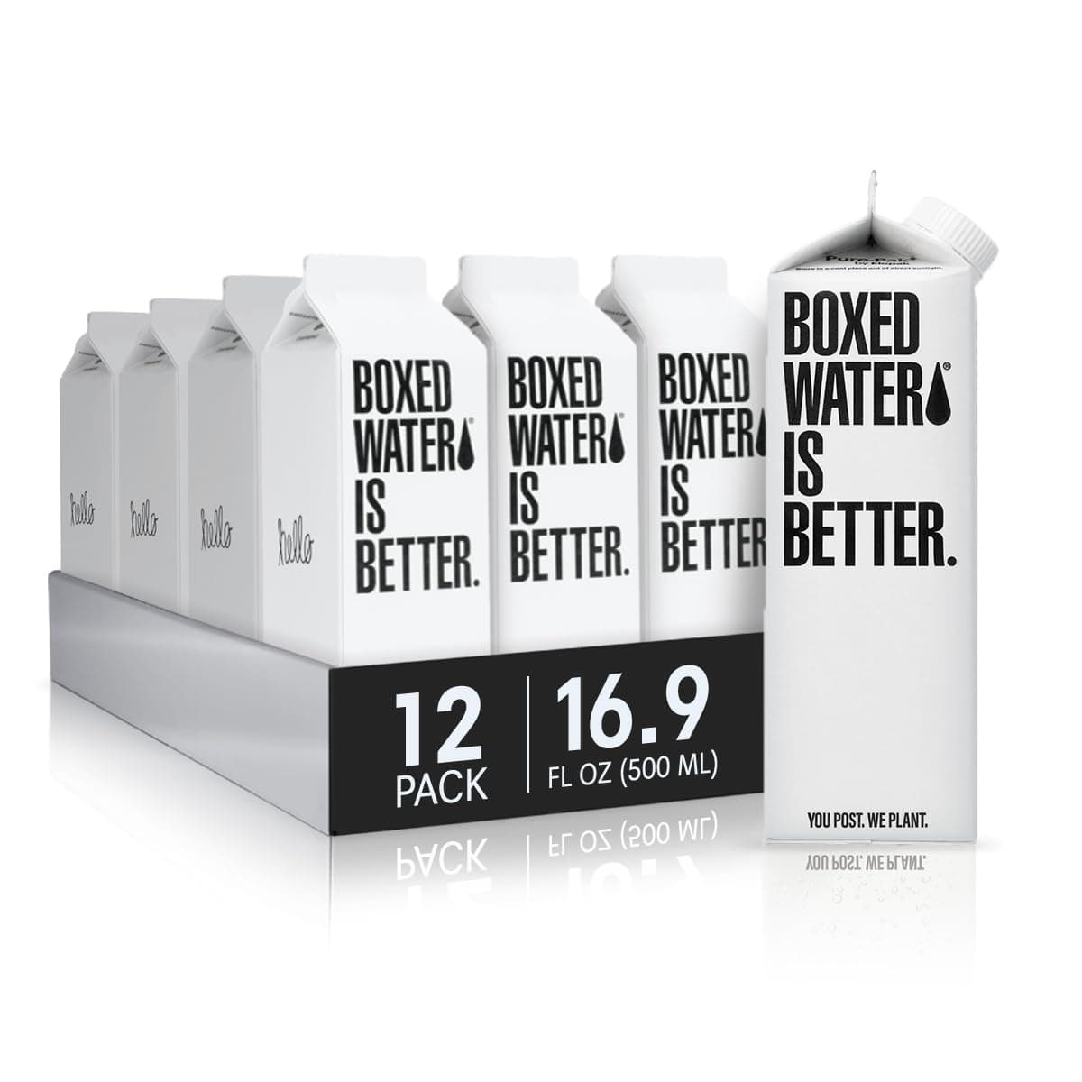 Boxed Water 16.9 oz. (12 Pack) – Purified Drinking Water in Plant-Based Cartons – BPA-Free, Refillable, Reusable – More Sustainable than Premium Plastic Bottled Water