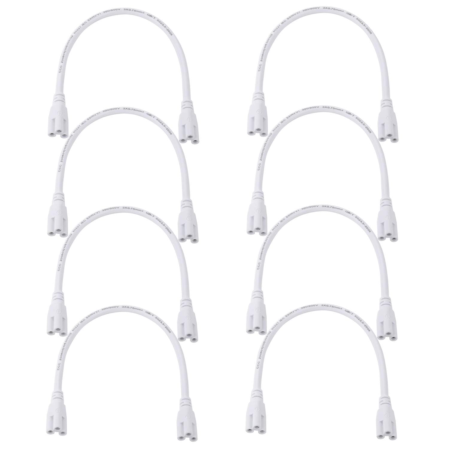 CNSUNWAY LIGHTING T5 Extension Cord, 1FT 0.3M, Double End T5 T8 LED Lamp Connecting Wire for Integrated LED Tube Light Linkable Installation (1FT,8 Pack)