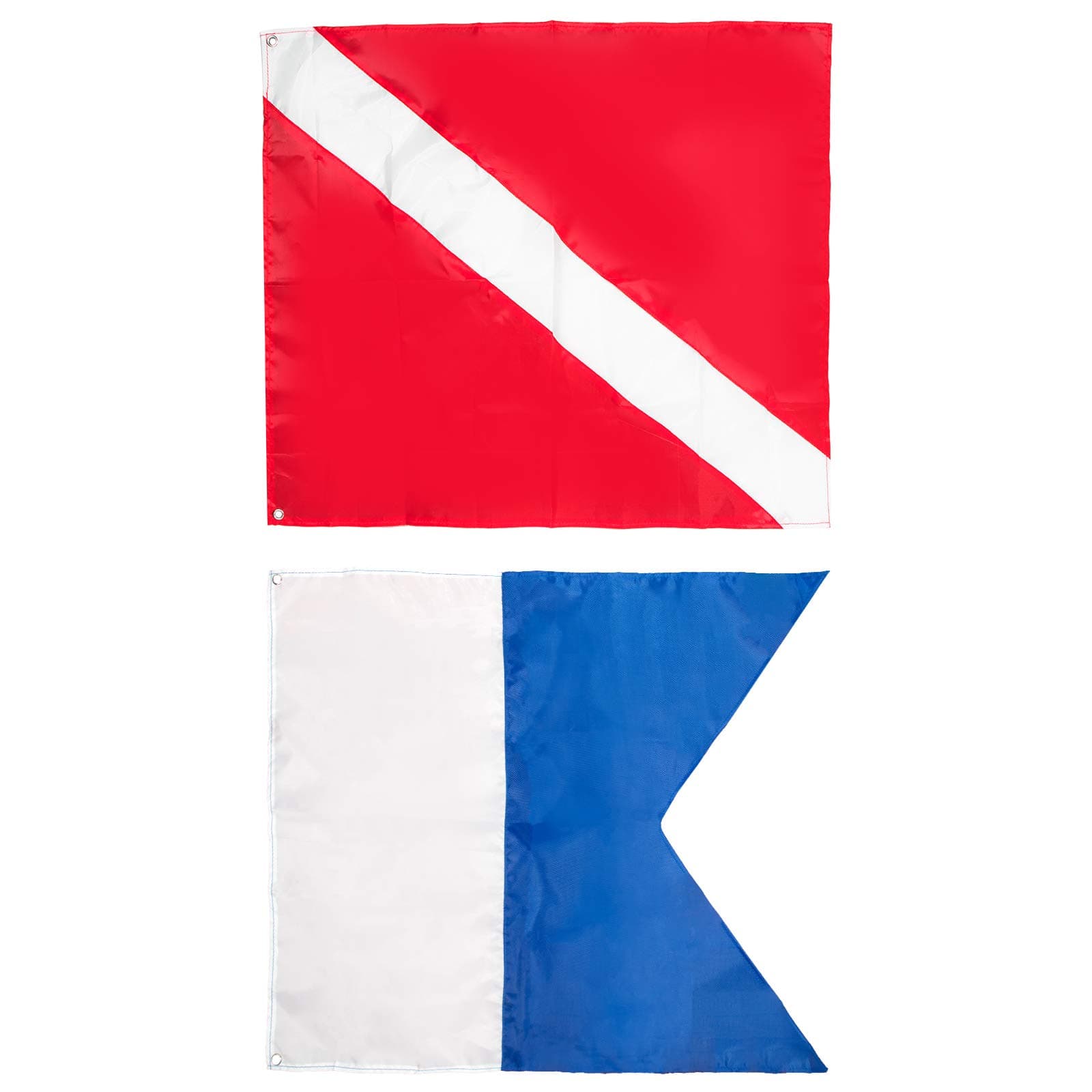 Dawitrly Safety Dive Flags, 2Pieces Polyester Diver Down Flag + International Signal Alpha Flag 20x24inches Use on Float, Buoy, Boat for Snorkeling/Diving/Spearfishing/Scuba