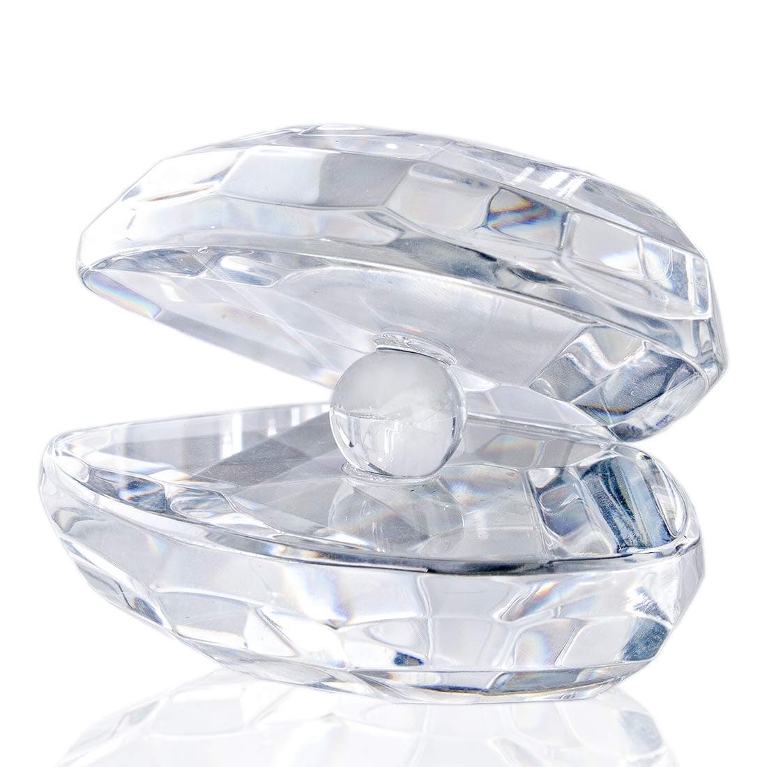 H&D HYALINE & DORA Handmade Clear Crystal Shell Ornament, Glass Collectibles Home Wedding Decorative Gifts for Mom,1.5inch