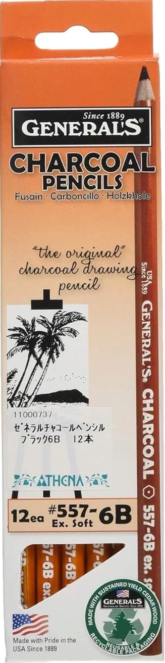 General Charcoal Pencil 557-6B Box of 12