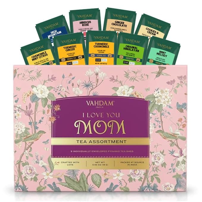 Limited Edition - Gifts for Mom | Assorted Tea Gift Set - 9 Tea Variety Pack | Long Leaf Pyramid Tea Bags | Mom Gift from Daughter & Son