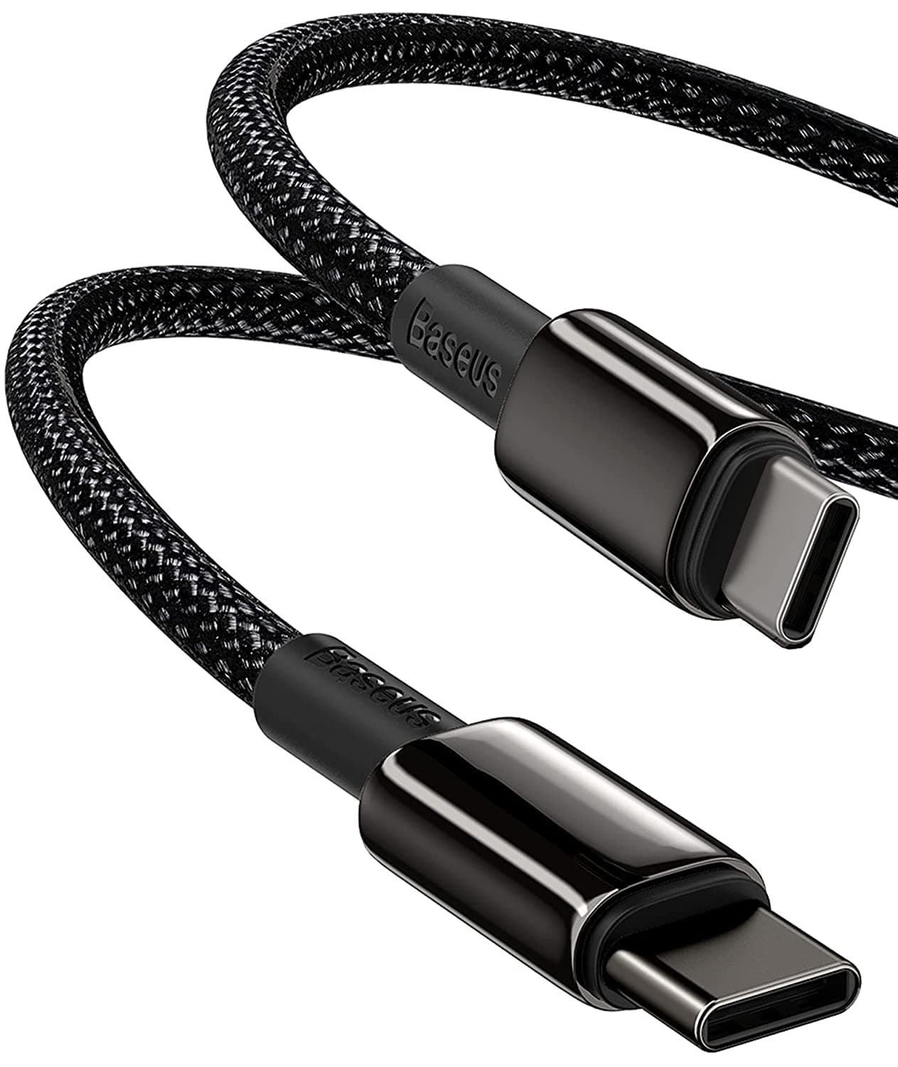 Baseus USB-C Cable 100W Fast Charging PD Compatible Nylon Braid Anti-Disconnect Type-C & Type-C Charging Cable Compatible with iPhone 16 15 / iPad/MacBook Pro Laptops/Galaxy Smartphones and Other