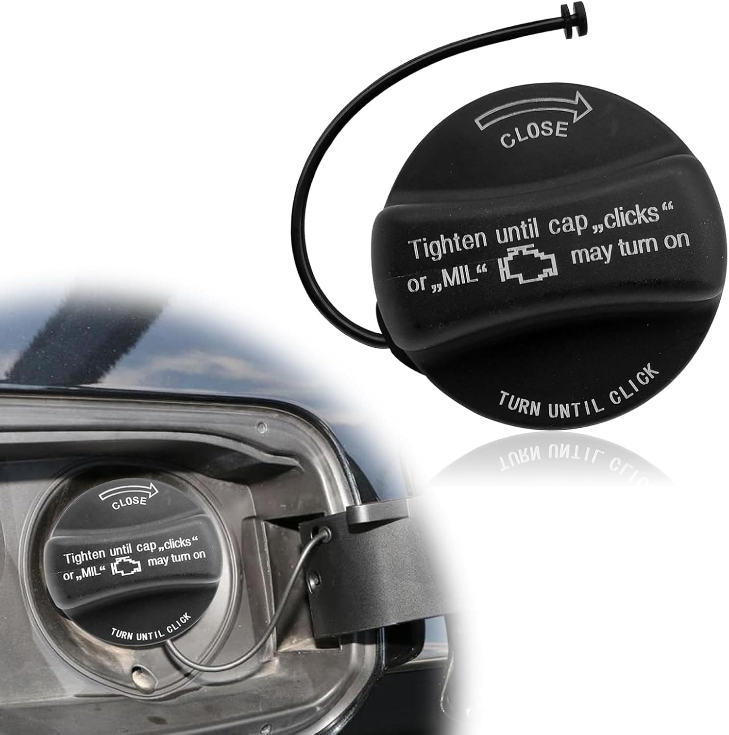 Gas Cap, Fuel Tank Cap Compatible with Mini Cooper BMW E39 E46 E60 E90 E92-128i 320i 325i 328i 328xi 330i 330xi X1 X3 X5 Z4 M3, More # OE 16117222391, 10844