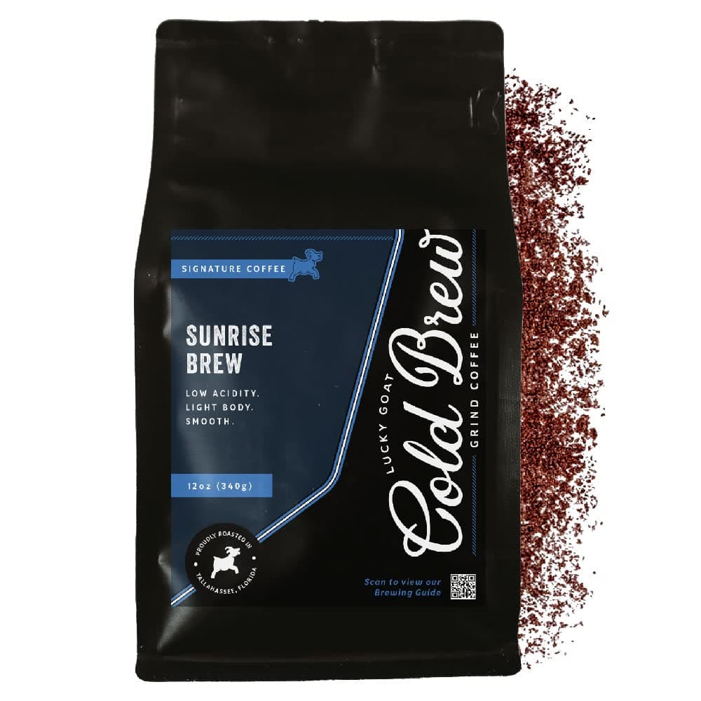 Cold Brew Coffee | Sunrise Brew | Breakfast Blend | Light Body Morning Roast | Specialty Grade 100% Arabica | Course Ground Iced Coffee Grinds | Smooth & Low Acidity - 12oz
