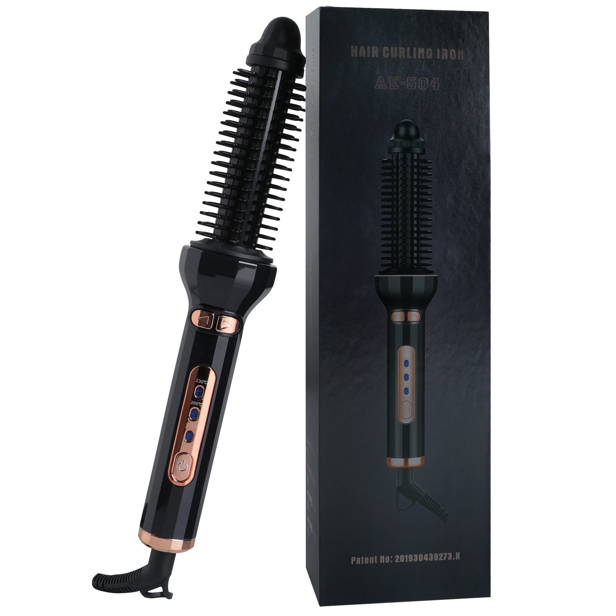 Rotating Ceramic Curling Brush, 1 Inch Heated Round Brush Styler Tool - 2 in 1 Straightener and Curler for Short Hair