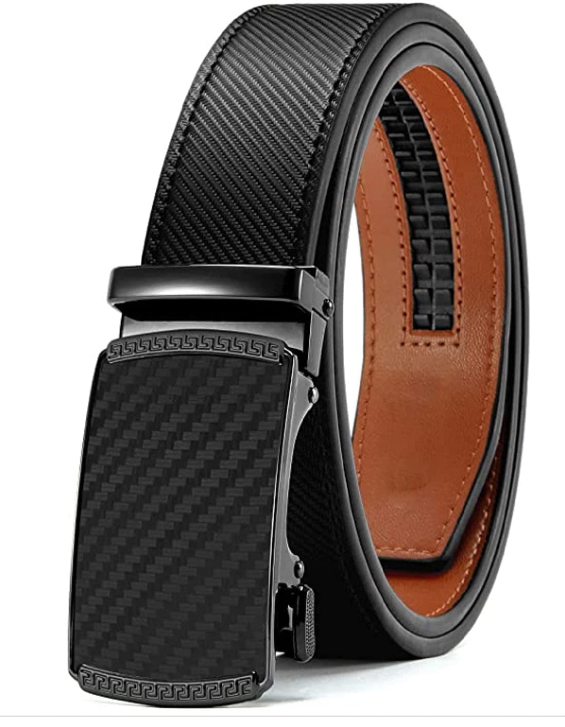 Contacts Genuine Leather Belt for Men with Autolock Buckle - Micro Adjustable Belt Fit Everywhere | Formal & Casual | Elegant Gift Box