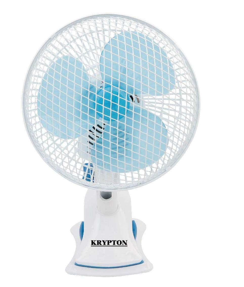 Krypton 8-Inch Table Fan - 2 Speed Settings with Oscillating/Rotating and Static Feature - Electric Portable Desktop Cooling Fan for Desk Home or Office Use