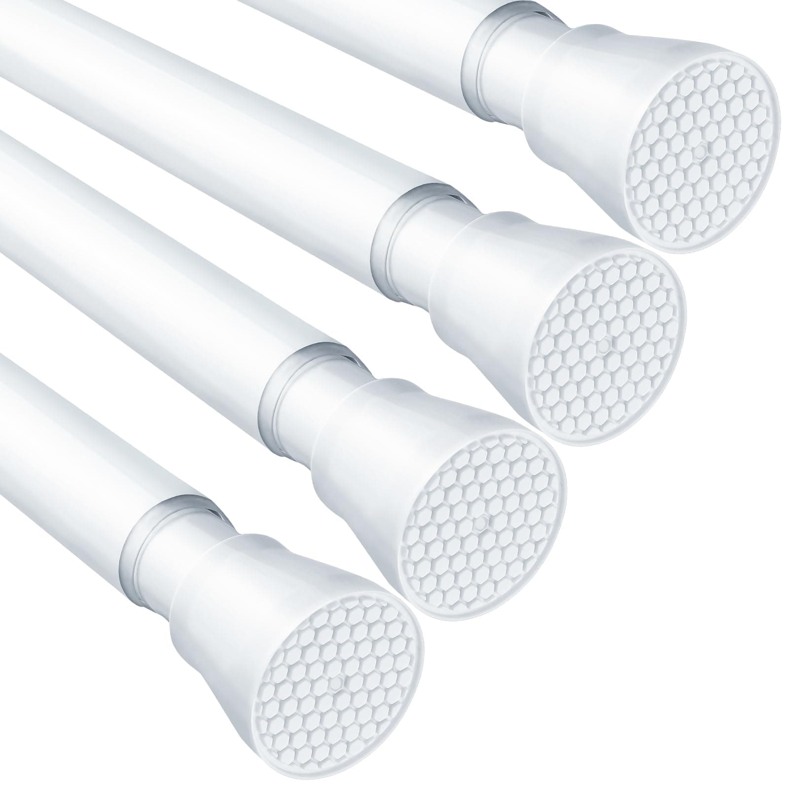 4 Pack White Tension Curtain Rod for Windows 28 to 48 inch, Adjustable Expandable Pressure Spring Curtain Rod No Drilling, 7/8" Curtain Rod for Bedroom Doorway Closet Door