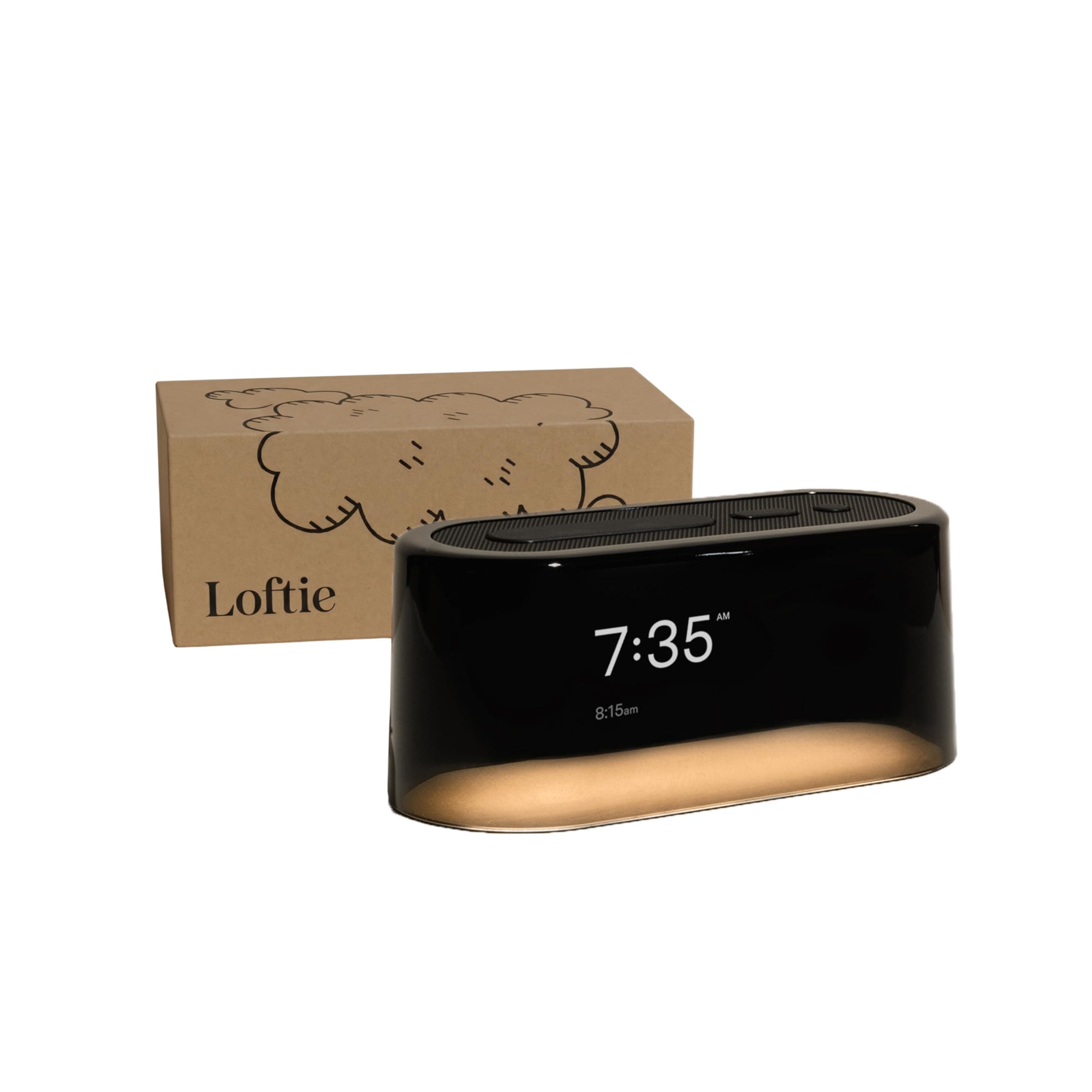 Loftie Alarm Clock with Sound Machine – Smart Alarm Clock with Light, White Noise, Bluetooth Speaker, Night Light Sound Machine, 100+ Sounds, Blackout Mode, No WiFi Mode, Optional Subscription - Black