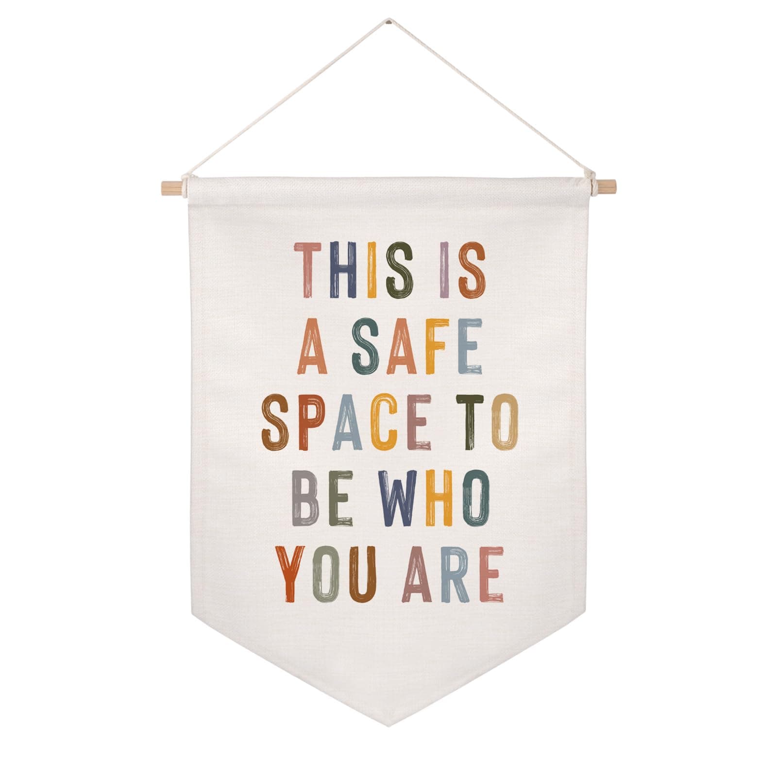 This Is A Safe Space Wall Hanging Banner, Therapy Office Wall Decor, School Counselor, Psychologist Wall Hanging, Classroom Pennant Flag, School Counselor Sign, Calming Corner, Growth Mindset