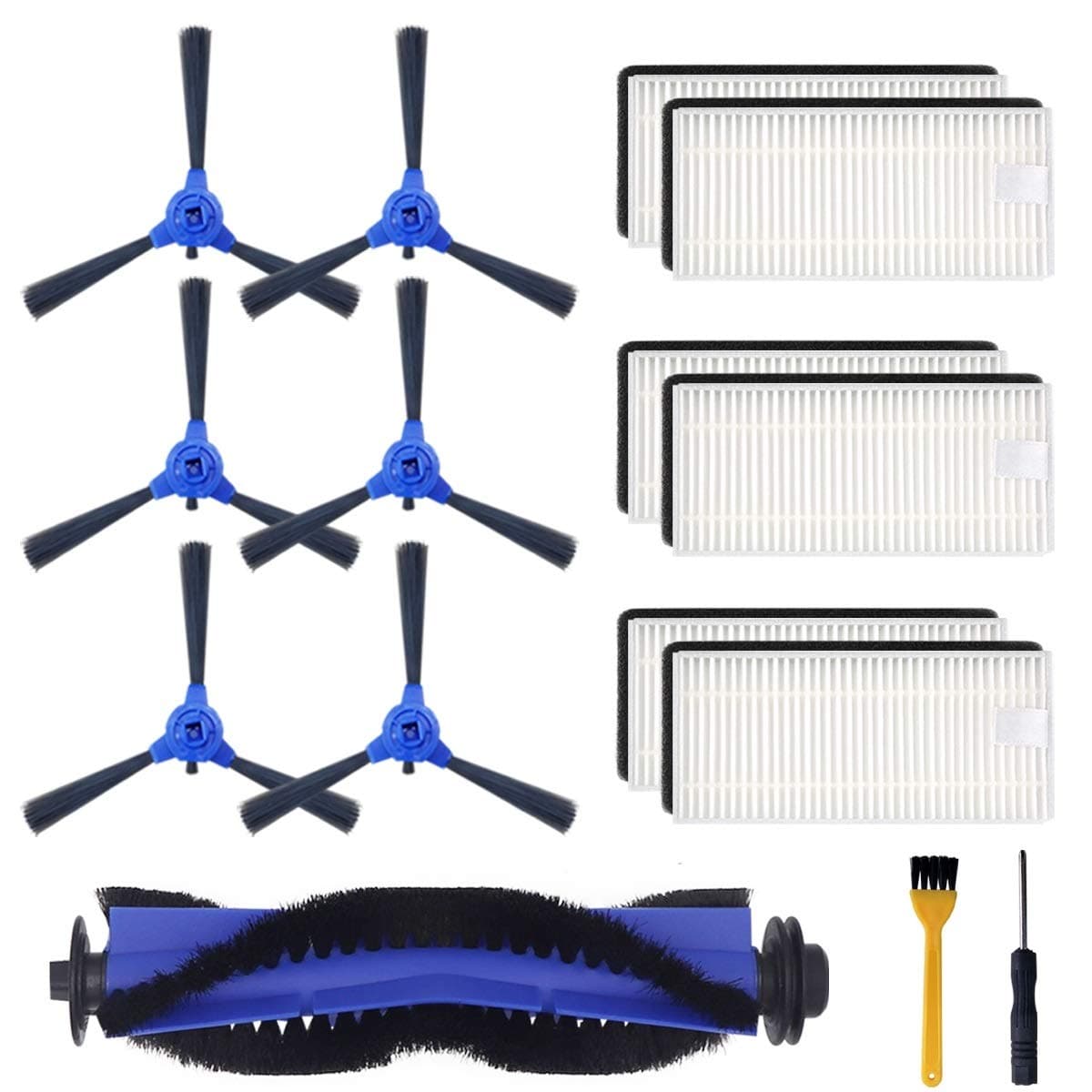 15 Pieces Replacement Accessories Kit for Eufy RoboVac 11S, RoboVac 15T,RoboVac 30C,RoboVac 15C,RoboVac 30,RoboVac 35C,RoboVac 12 Accessory,Robotic Vacuum Cleaner Filters,Side Brushes,Rolling Brush