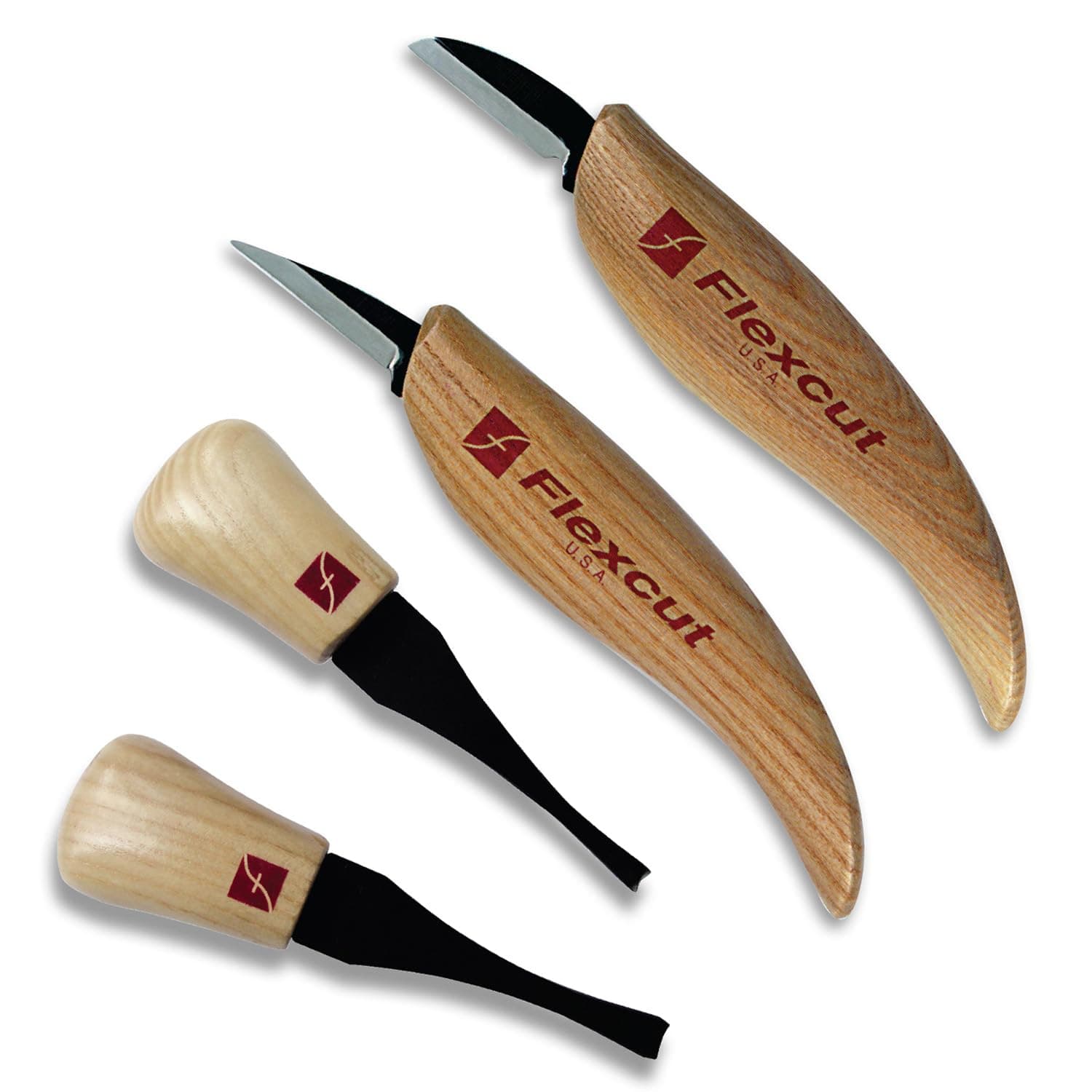 Wood Carving Tools| Beginner Palm & Knife Set | 1095 High Carbon Steel Blades| Ergonomic Ashwood Handles | KN600 | Made in the U.S.A.