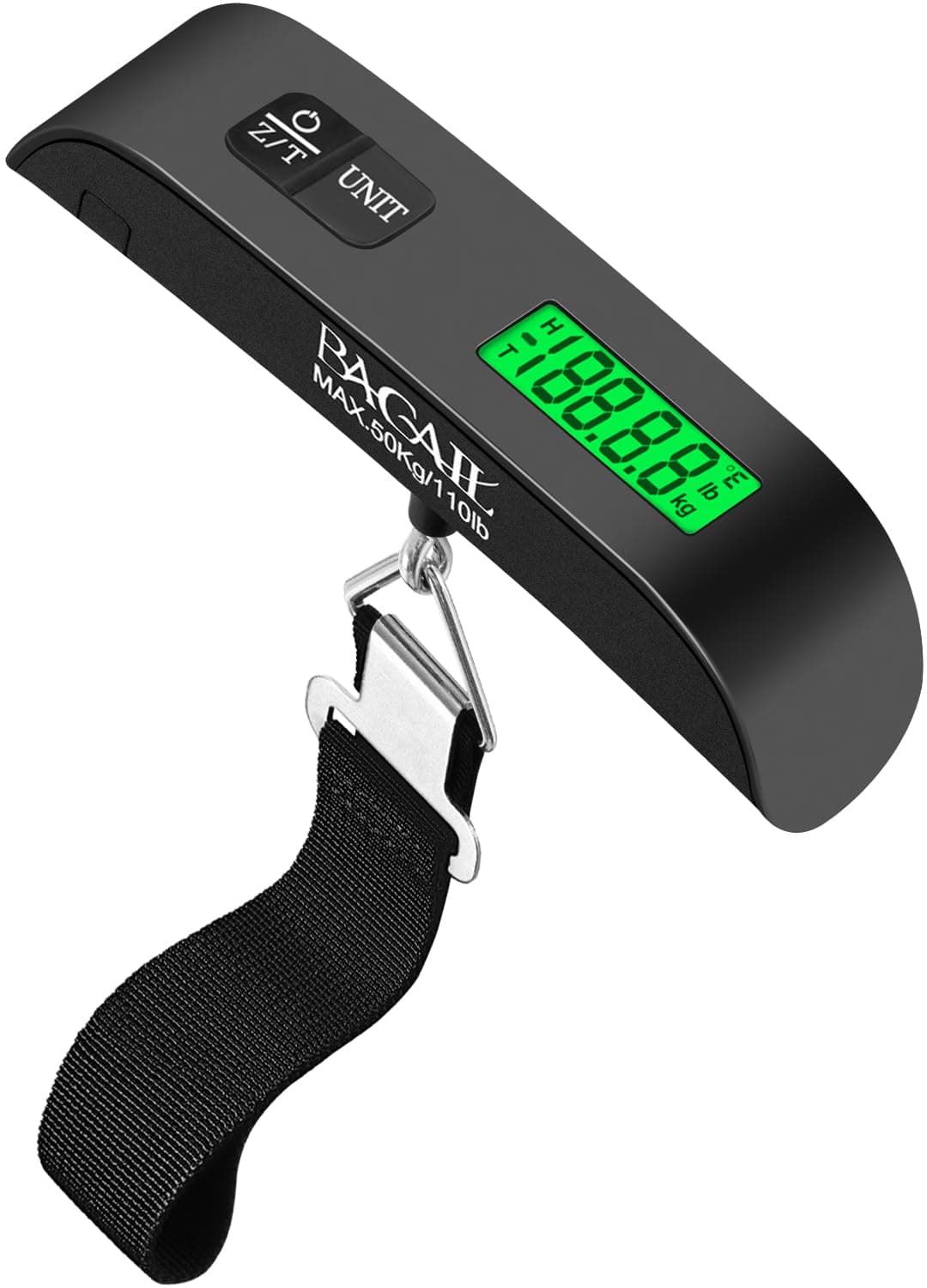 Digital Luggage Scale, 110lbs Hanging Baggage Scale with Backlit LCD Display, Portable Suitcase Weighing Scale, Travel Luggage Weight Scale with Hook, Strong Straps for Travelers