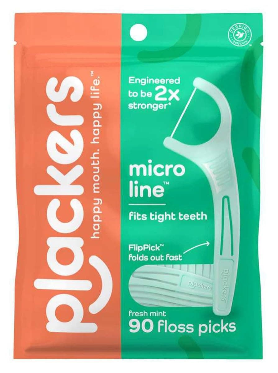 Plackers Micro Dental Flossers, Mint, (Pack of 36), 90 Count (Pack of 3), 270 count