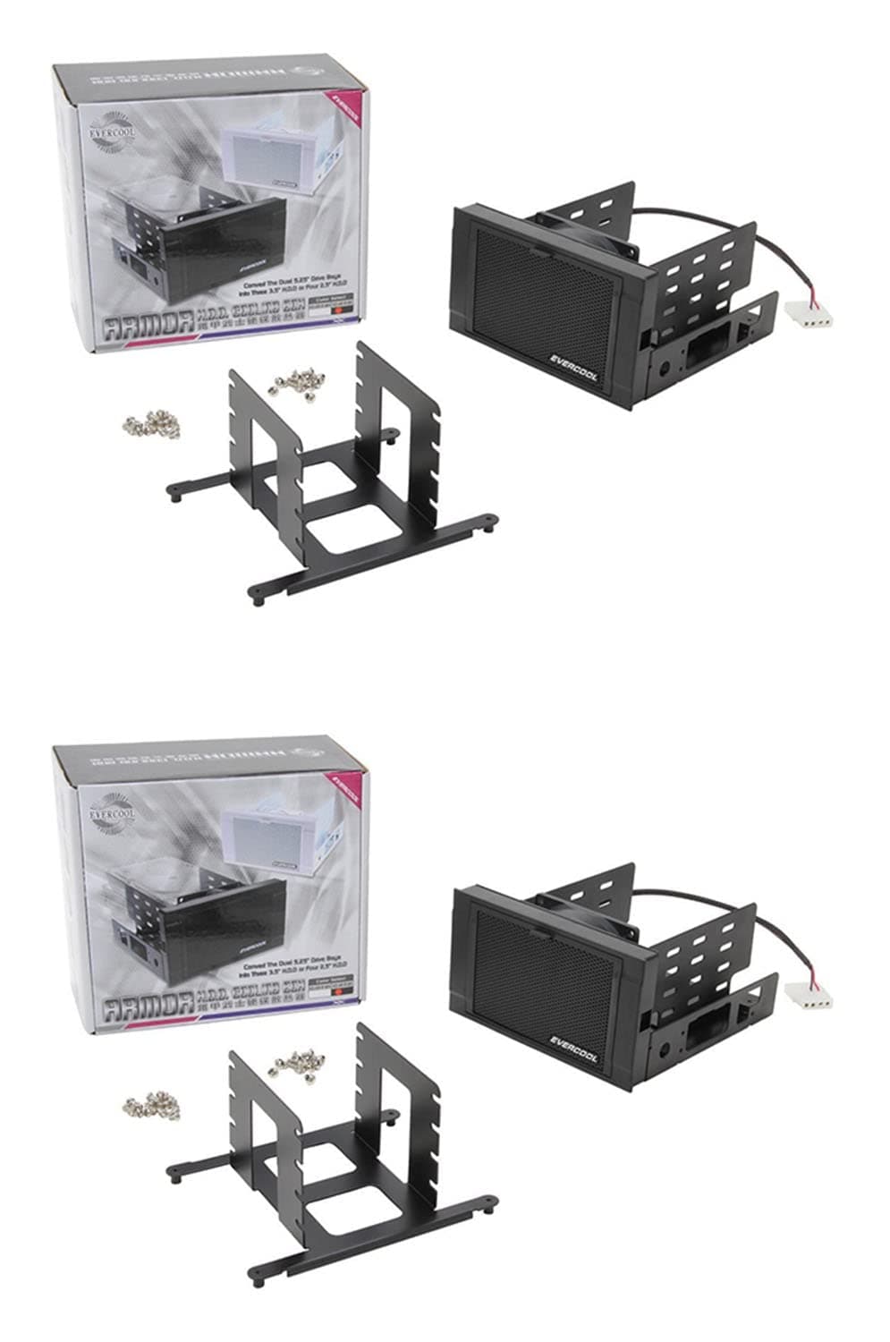 EverCool HD-AR-B(Pack of 2) Dual 5.25 in. Drive Bay to Triple 3.5 in. HDD Cooling Box