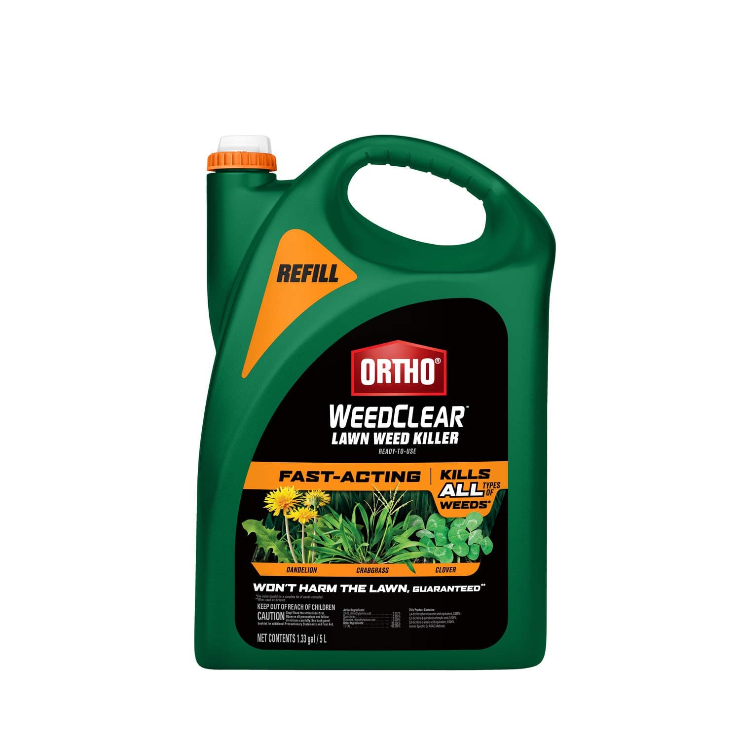WeedClear Lawn Weed Killer Ready-To-Use Refill - Weed Killer Spray for Lawns, Kills Crabgrass, Dandelion and Clover, 1.33 gal.