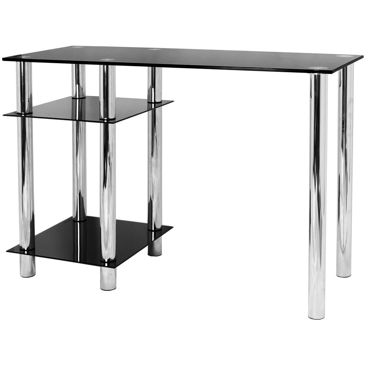 Romatlink Black Glass Computer Desk with Shelves