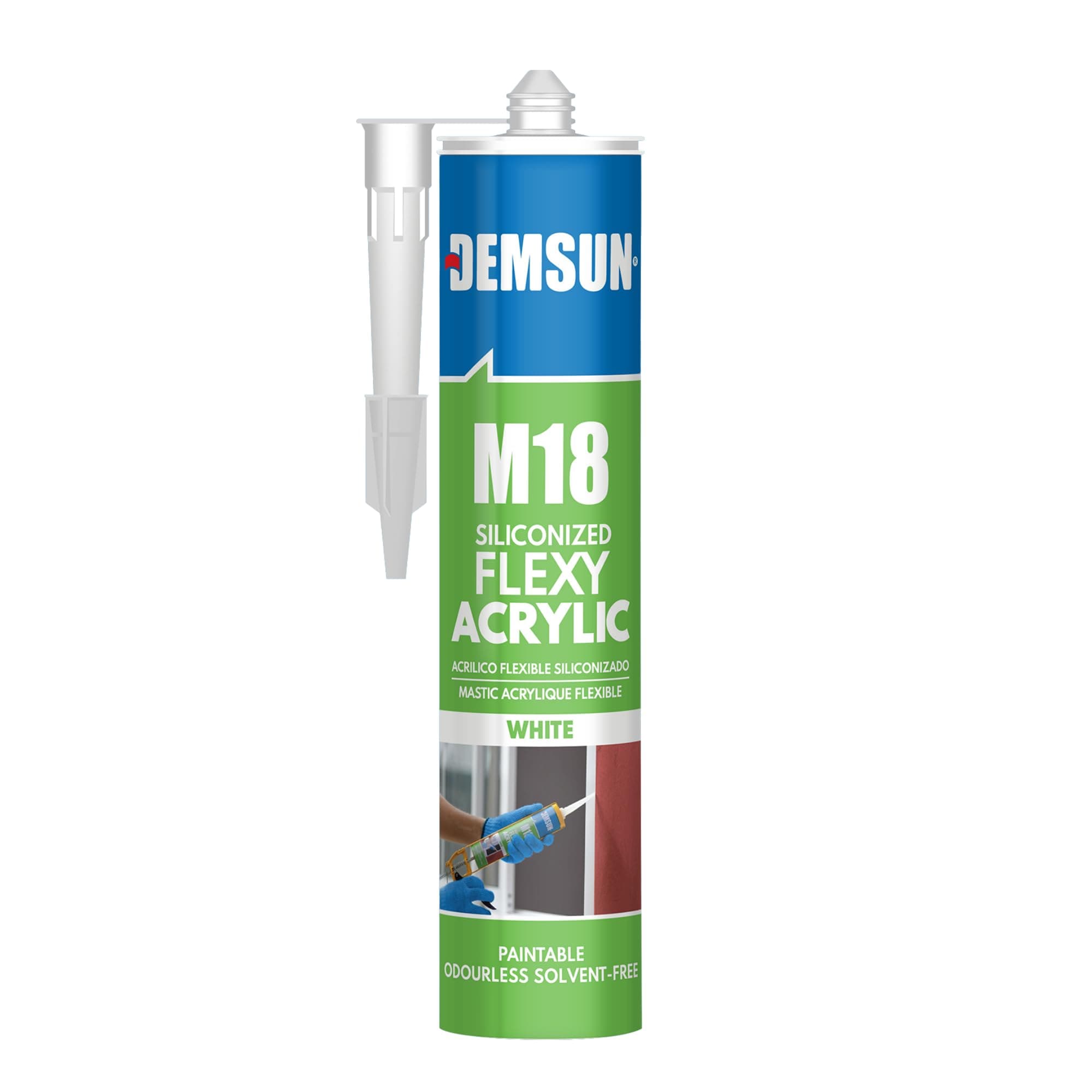 DEMSUN M18 Siliconized Acrylic Sealant 310ml White - One-Component, Waterproo...