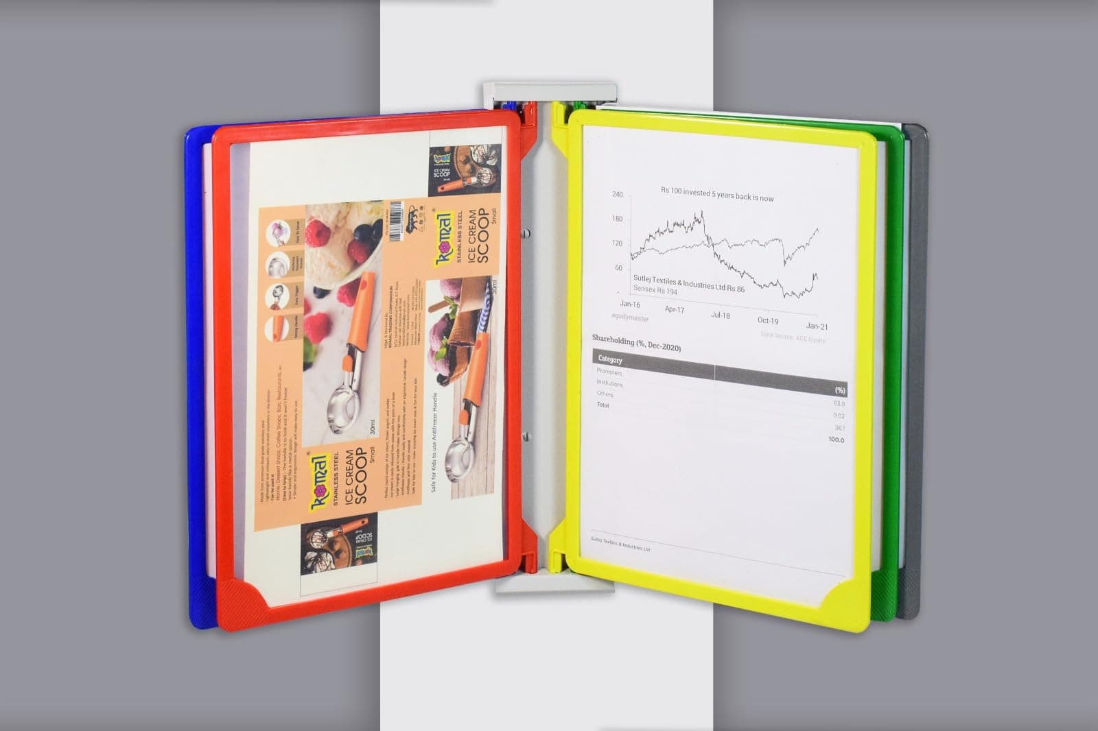 Infomate Supreme wall Hanging File Folders A4 Size with 5 Folder (Multicolored)