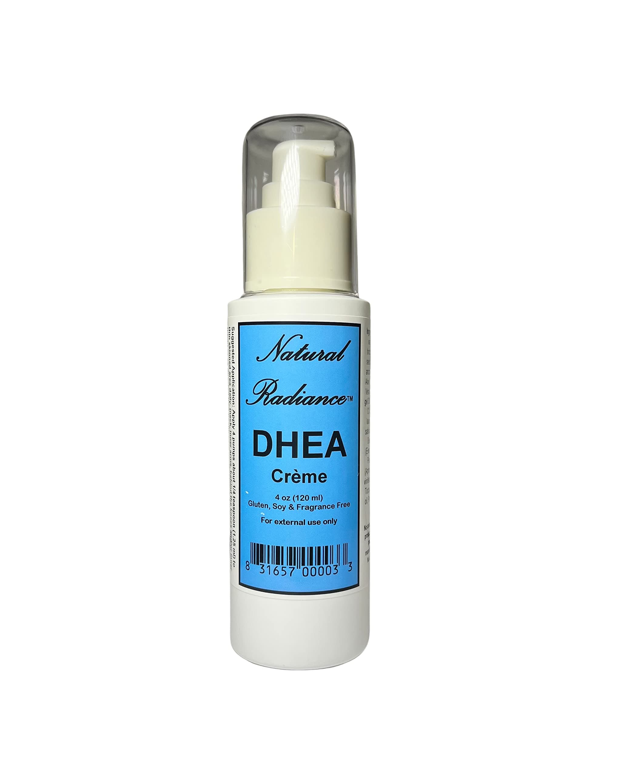 DHEA Unscented & Paraben-Free - Topical Creme 1-4 oz. Pump Bottle.