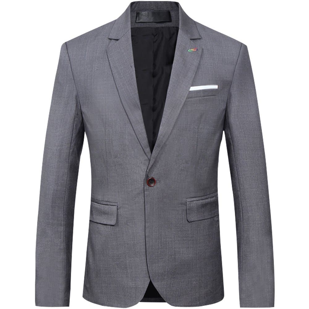 Tuxedo for Men, Blazer for Men, Grey Plain Jacket Men Slim Fit - Men's One Button Jacket Suits