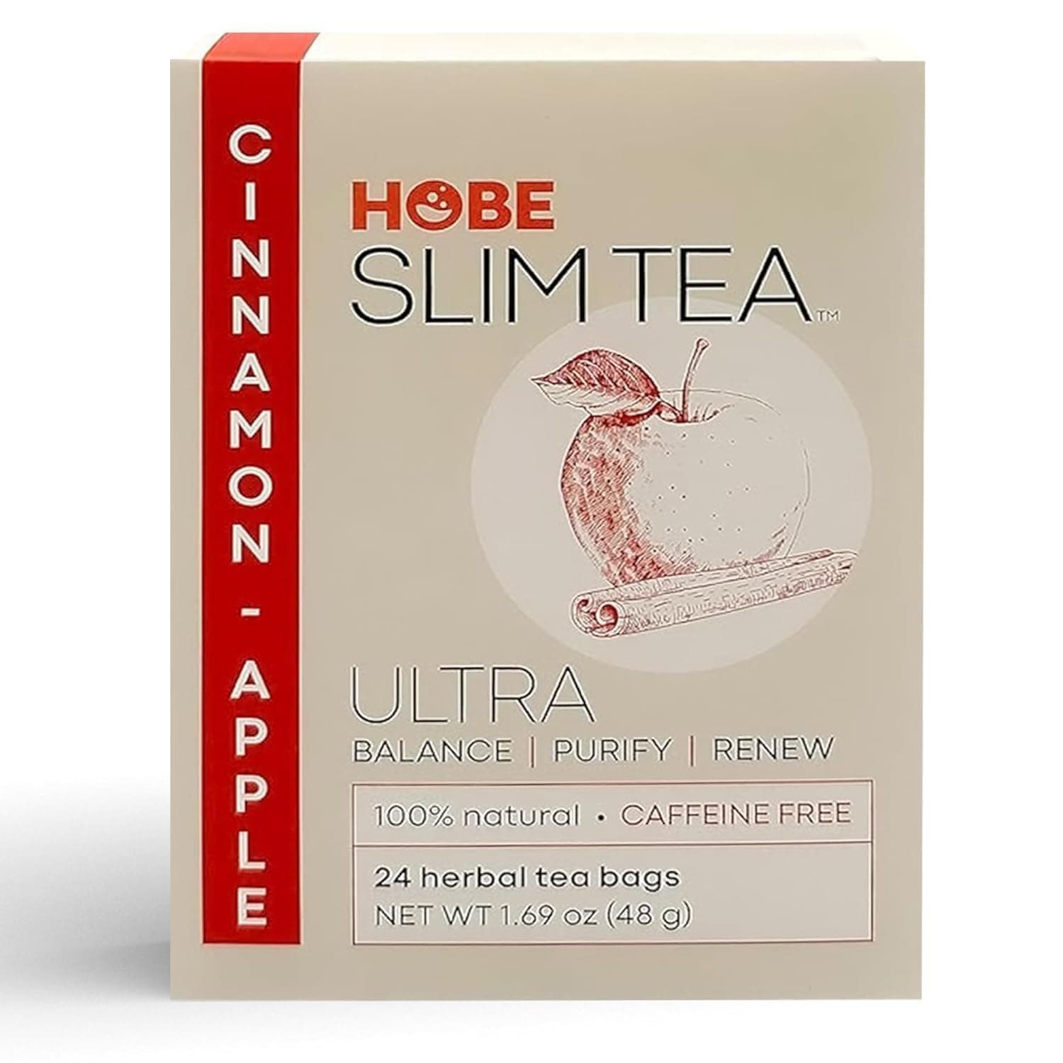 Ultra Slim Tea, Cinnamon Apple, Tea Bags, 24-Count Box (Pack of 4) Packaging May Vary
