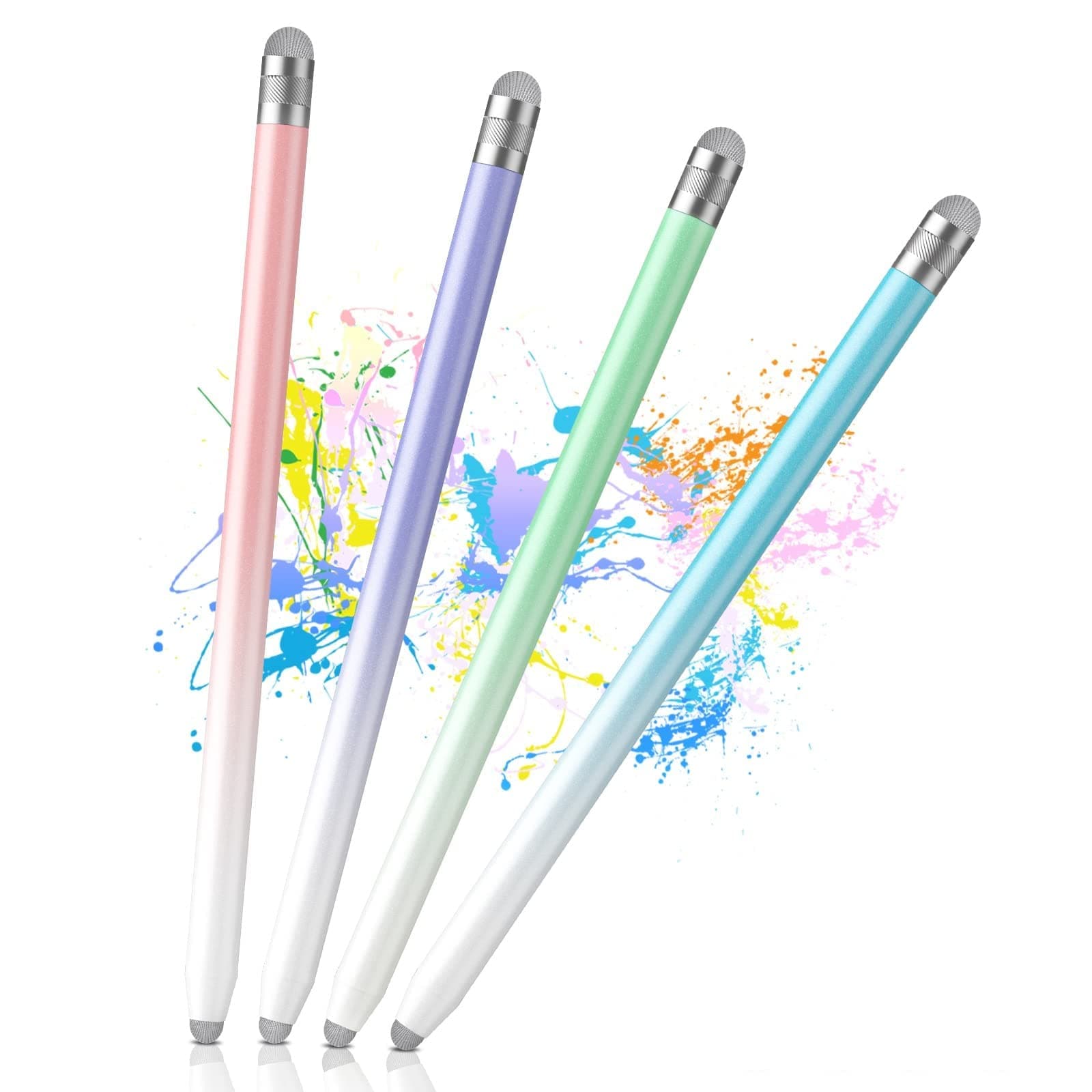 Excefore Stylus Pens for Touch Screens, 4 Pcs Stylus Pen for iPad with Precision Double Fiber Tips, Compatible with Apple iPad/iPhone/Android/Tablets and Other Capacitive Touch Screen