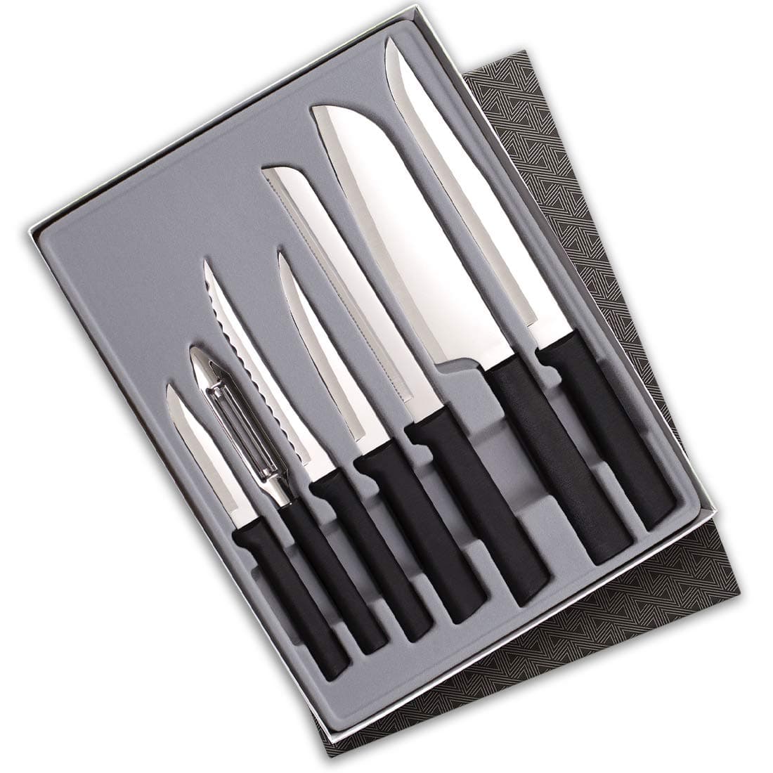 Cutlery The Starter Gift Set (G238), 7-piece Knife Set, Stainless Steel Blades, Black Handle