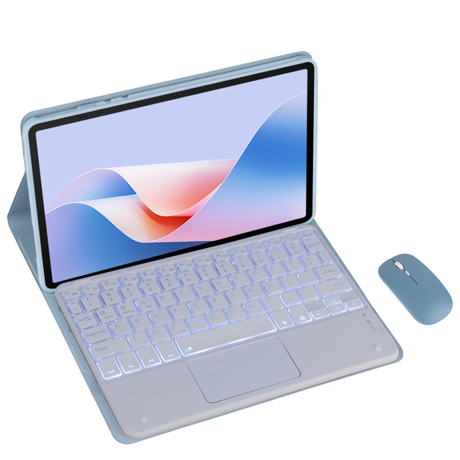 Magnetic Detachable Wireless Keyboard & Mouse Combo with Leather Cover for Honor Pad MagicPad 2 12.3-inch Tablet – Full Wrapped Protection Keyboard Case (Blue,Backlight Touch Pad and Mouse)