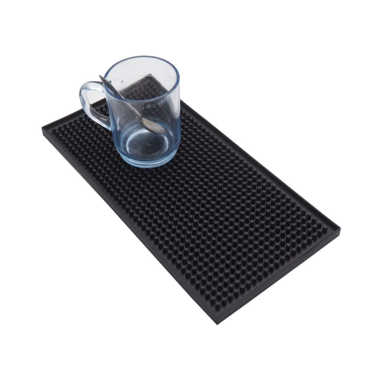 Reusable Bar Mat for Coffee Maker Mats, Countertop Spill Mats, 6" x 12" Black Dish Drying Mat