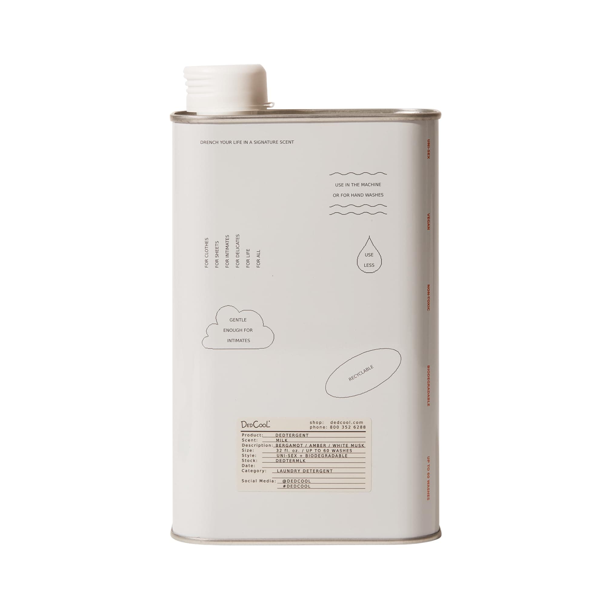 Liquid Laundry Detergent | Milk | Luxurious Scent | Stain-Removing Formula | Infused with Natural Essential Oils | Non-Toxic | 60 Washes | 32 fl oz