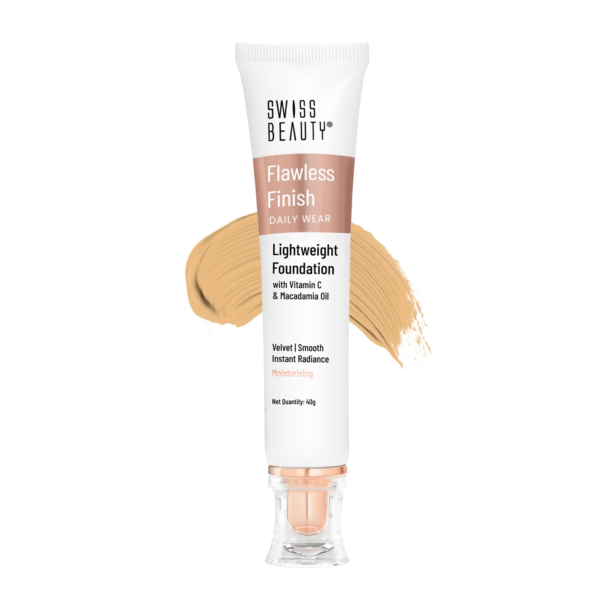 Swiss Beauty Flawless Finish Foundation | Medium Coverage | Lightweight |Oil-Free Formula |Radiant Finish | Shade - 04 Natural Nude, 50gm