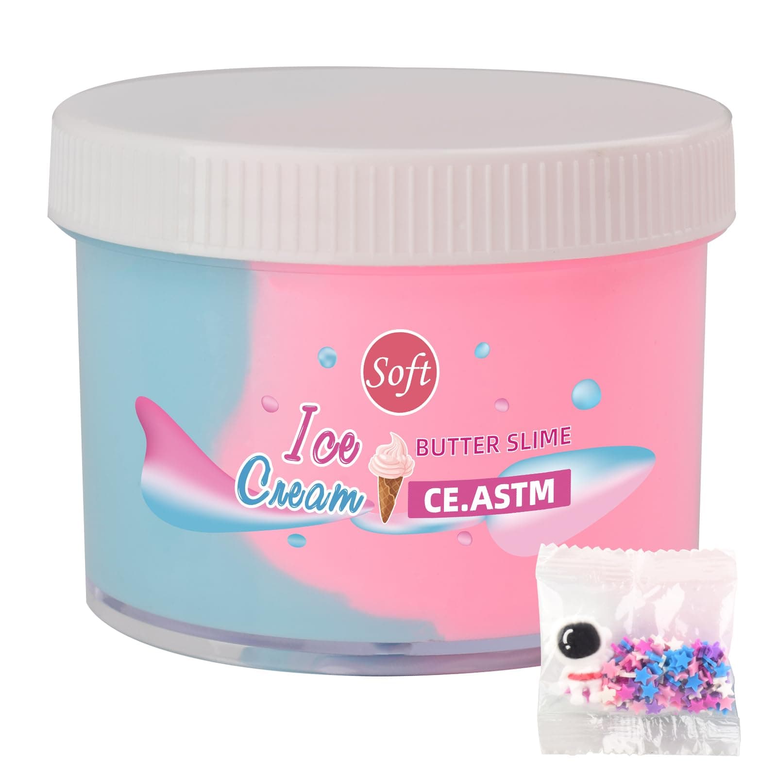 Dual Color Butter Slime Pack, Non-Sticky Super Soft and Scented, Astronaut Slime Pack for Kids Party Favors, Birthday Gift, School Prizes, Stress Relief and Fidget Toy