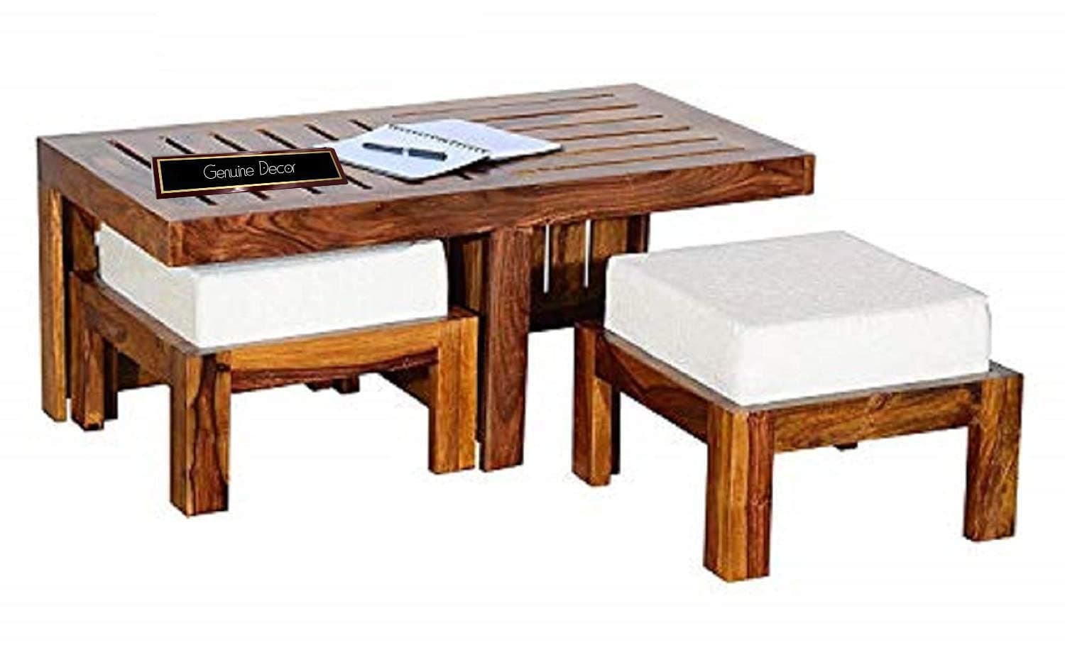 Solid Rosewood Wood Coffee Table Living Room with 4 Stools New CNC Design Center Table | Hotel | Lounge | (GD01)