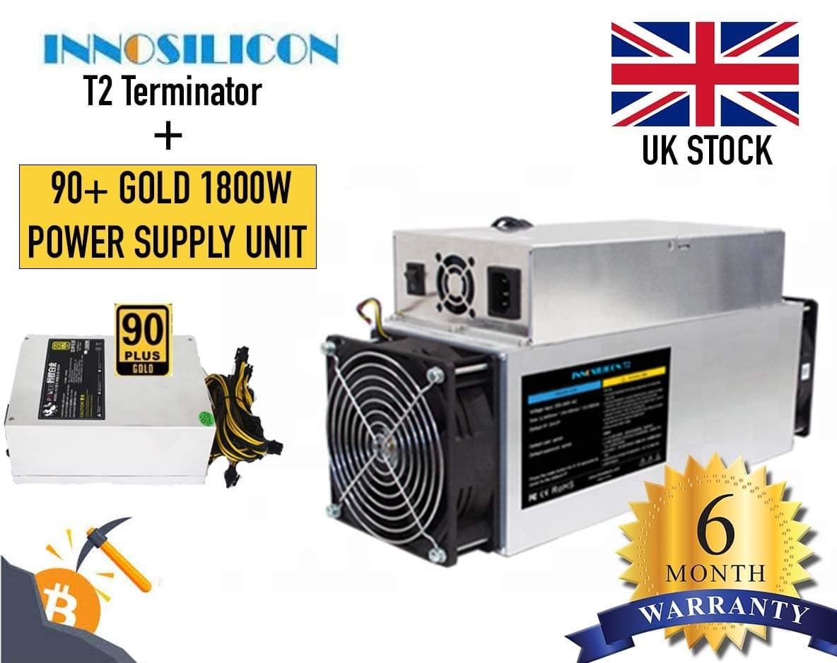 Innosilicon Terminator T2 17.2TH/s Bitcoin BTC Miner + 1800W Power Supply