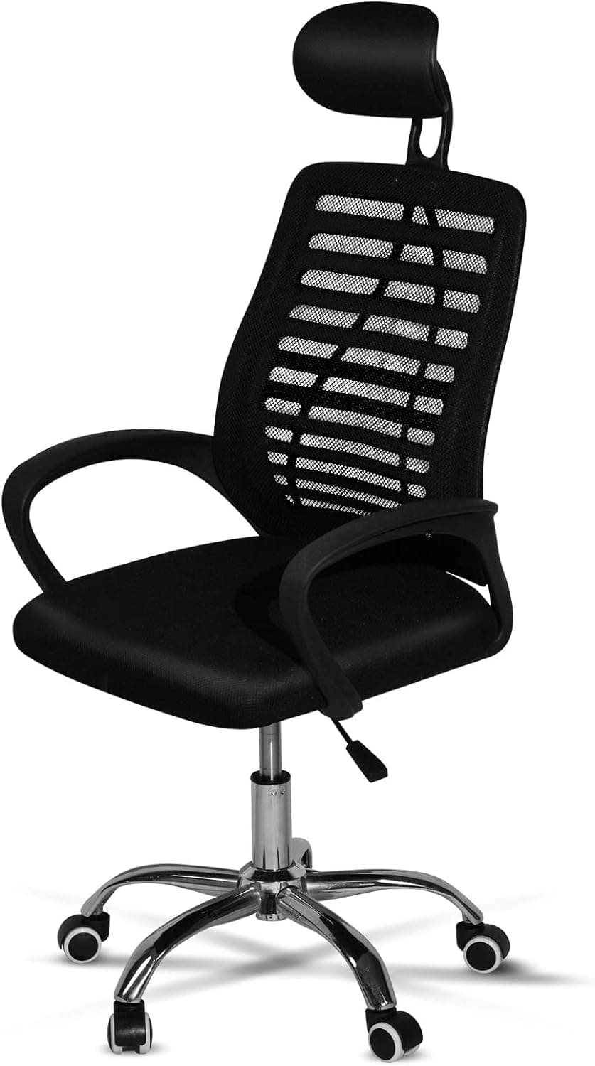 SKY-TOUCH SKY TOUCH Office Chair,Comfort Ergonomic Height Adjustable Desk Chair with Lumbar Support Backrest&Headrest and Armrests,Black 125×55×55cm