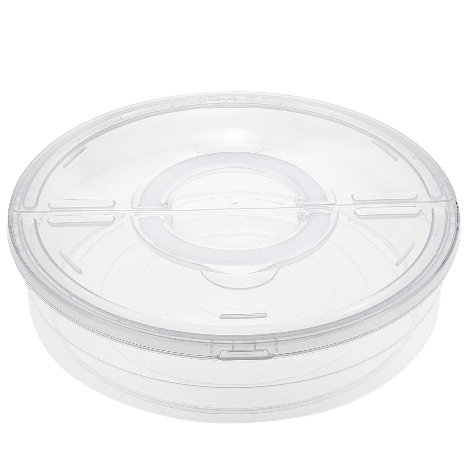 BSTKEY Plastic Clear Cake Pizza Storage Box, 30cm Round Food Storage Container with Lid and Handle, Portable Cupcake Dessert Storage Case Box Organizer