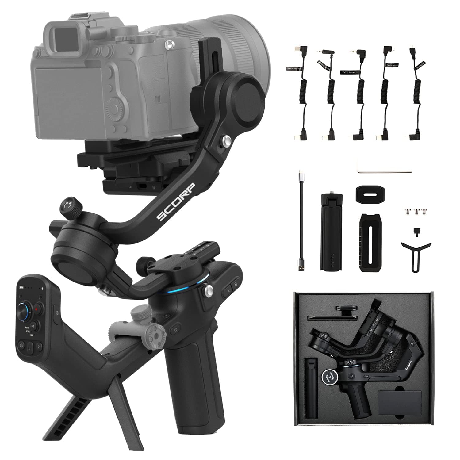 FeiyuTechOfficial SCORP-C Camera Gimbal,3-Axis Handheld Gimbal Stabilizer for DSLR and Mirrorless Camera,5.5lbs Payload,Lightweight,Compatible with Sony,Canon,Panasonic,Lumix,Nikon,Fujifilm