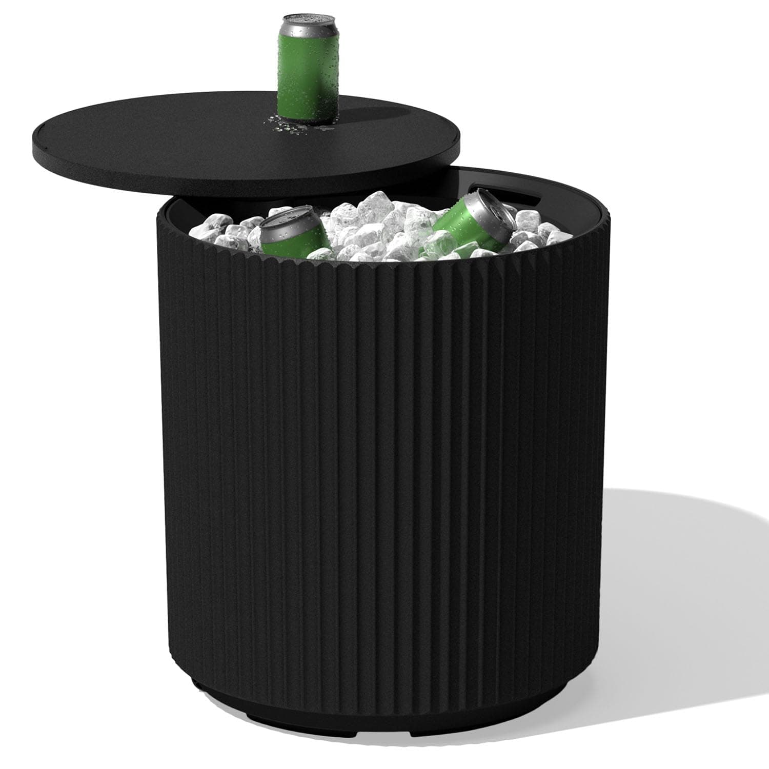 Outdoor Cooler Side Table - 2 in 1, Black, 21 inch