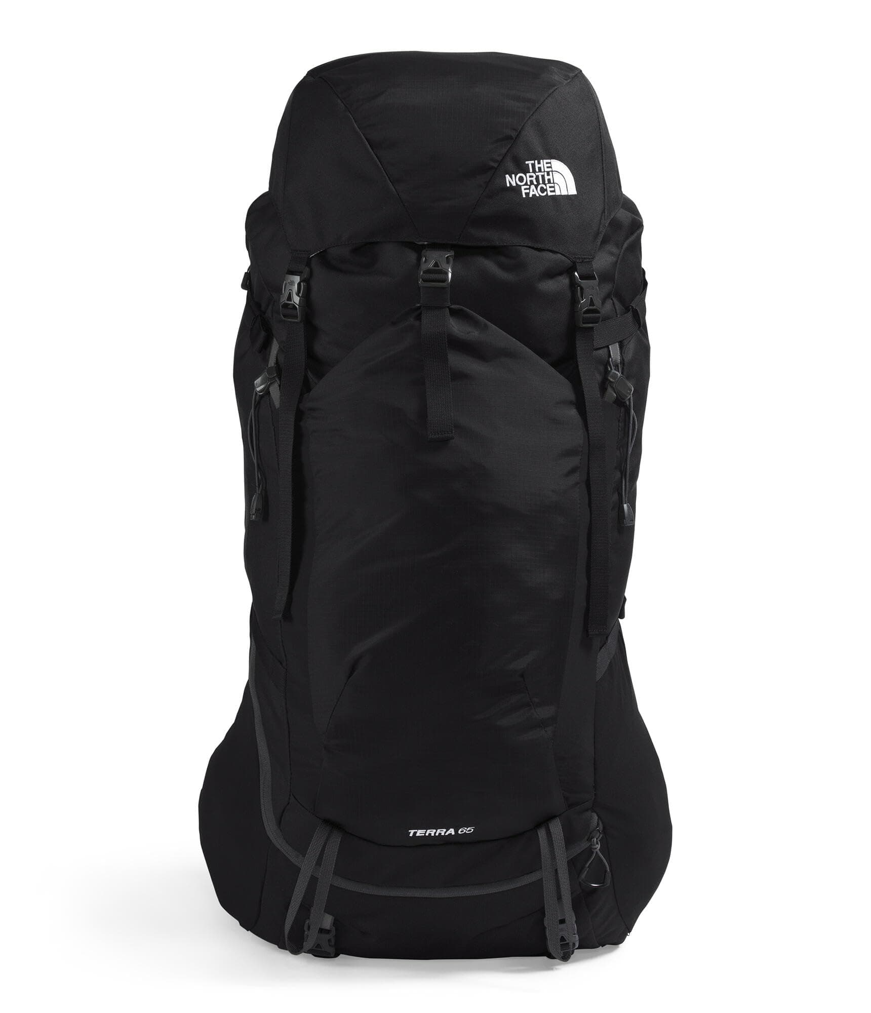 Terra 65 Backpack - Unisex Hiking Pack, Cinch-Top Opening with Zipper, Pole & Ice Axe Attachments, TNF Black/Asphalt Grey-NPF, Large/X-Large