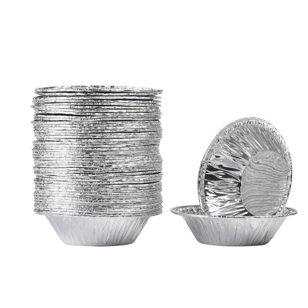 50 Pcs 2.9" Egg Tart Tin,Disposable Aluminum Foil Cups Pan 0.8" Deep