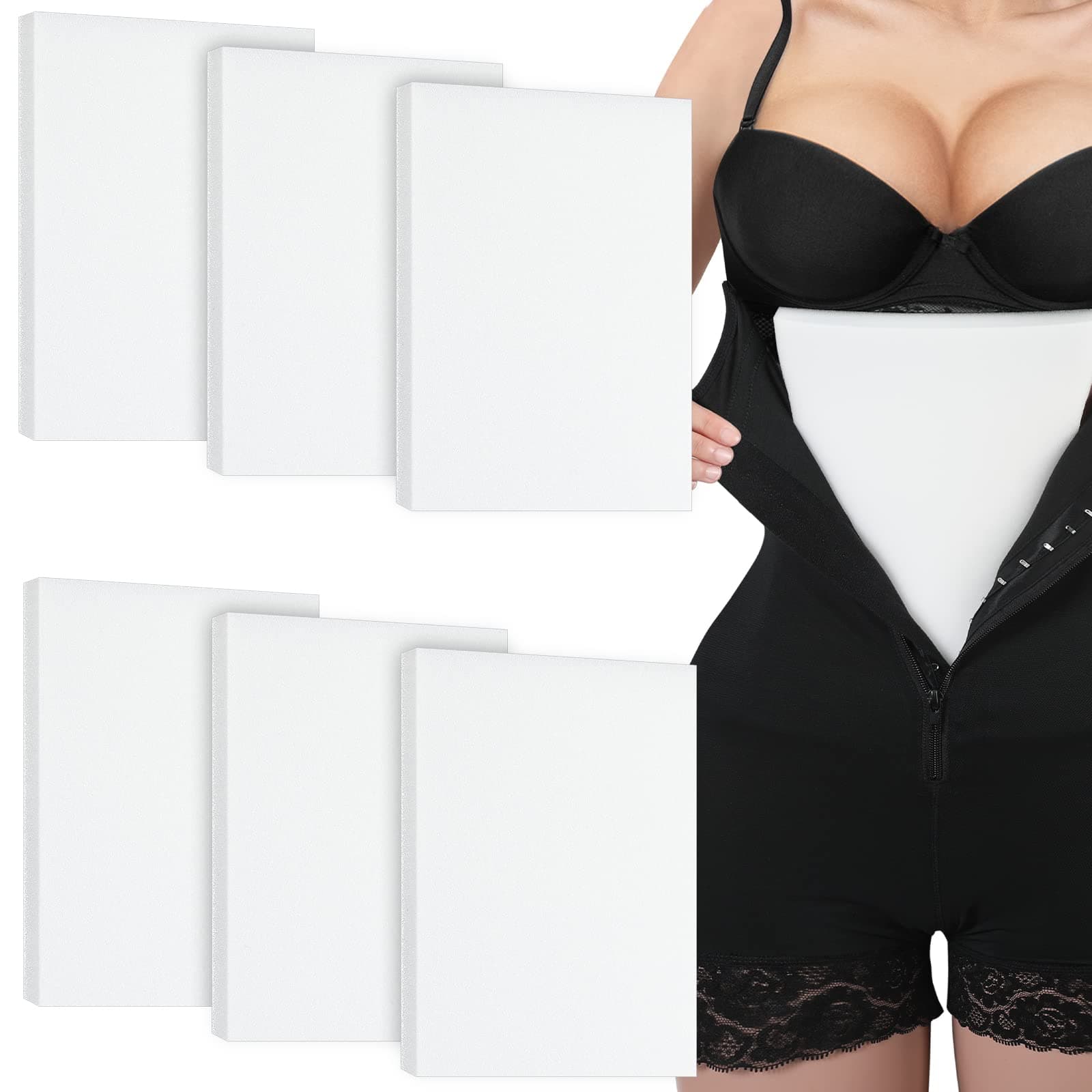 Sosation 6 Pcs Lipo Foam Board Post Surgery Foam Pads for Lipo Recovery Supplies Surgery Post liposuction pad Compression Garment, 8 x 11 Inches, White