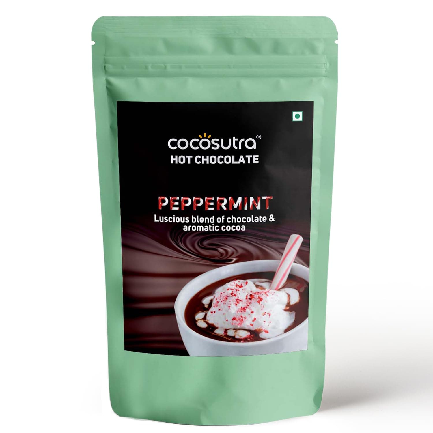 COCOSUTRA Peppermint Hot Chocolate Mix | Enjoy hot or cold | 100 gm | Gluten free Drinking Chocolate | Serves 5 Cups