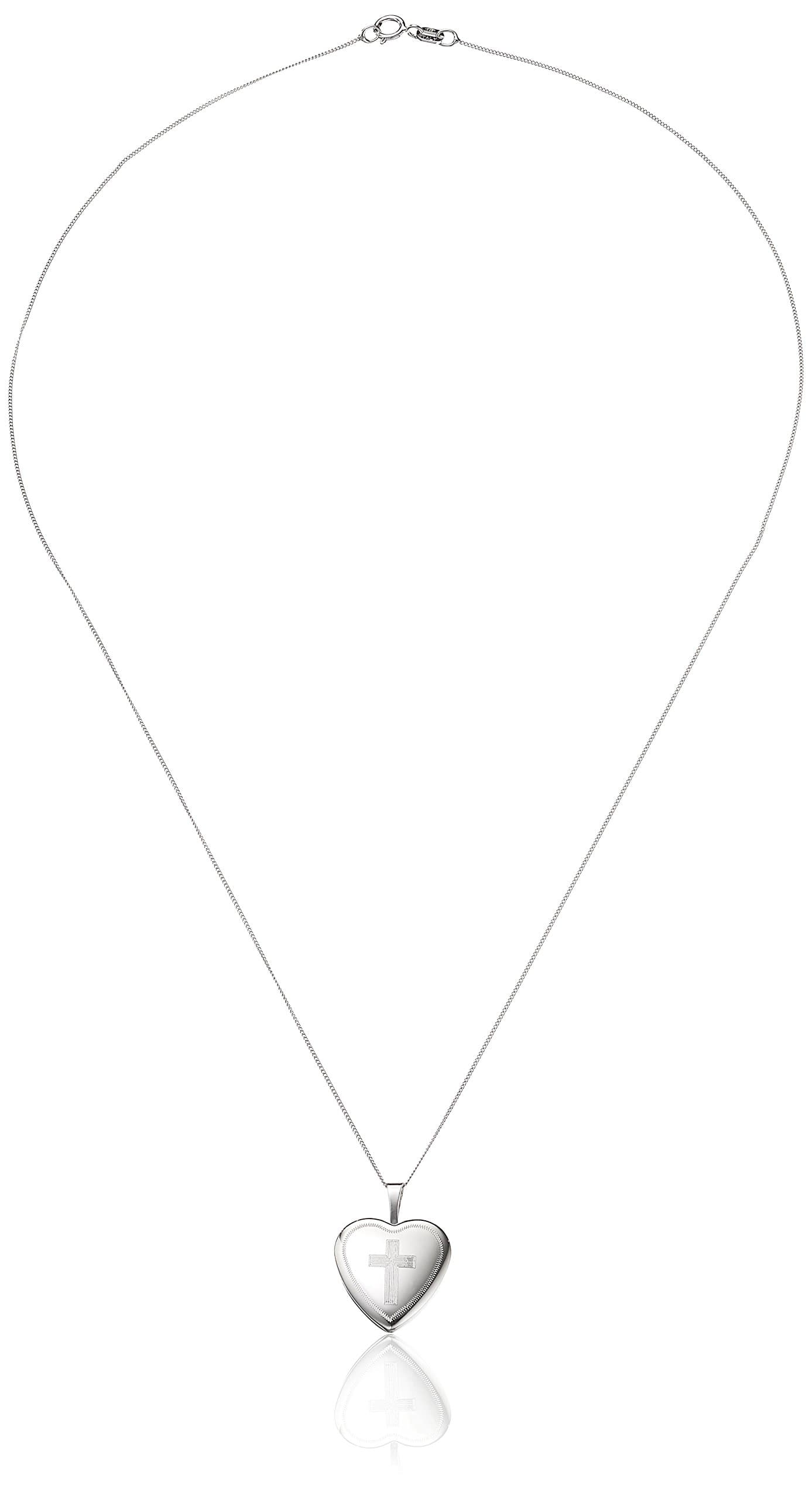 Sterling Silver Heart Shaped Locket with Cross Necklace