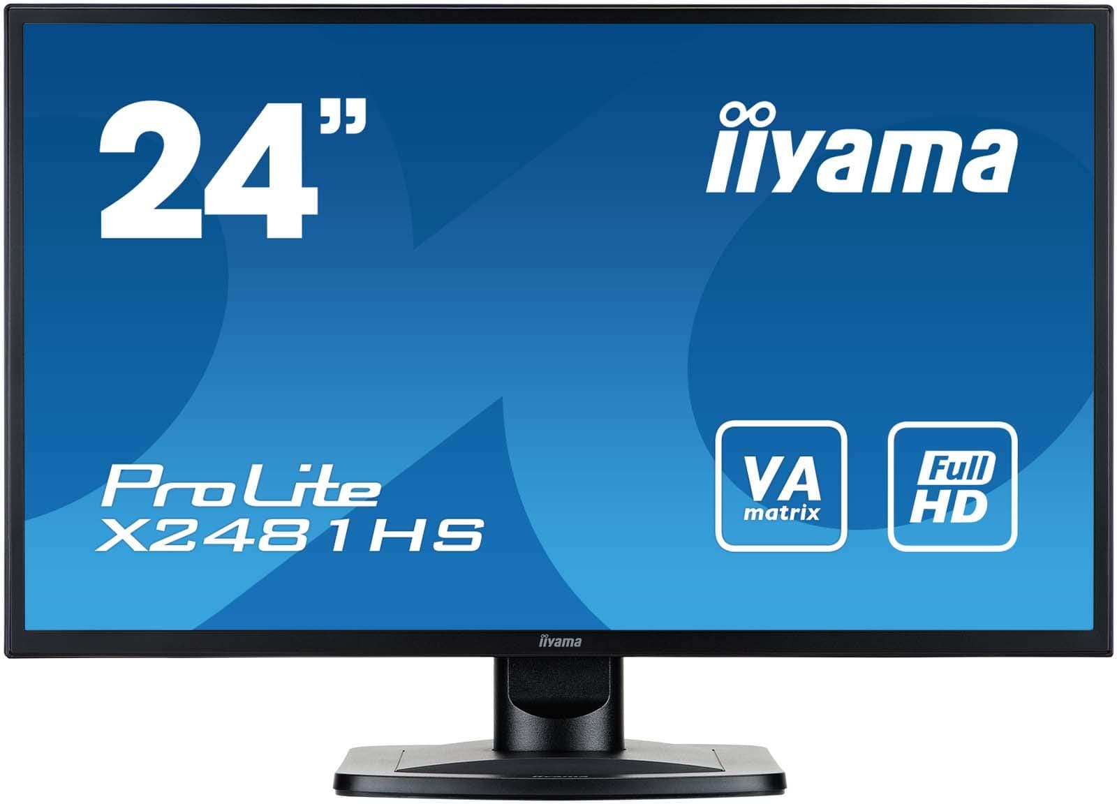 iiyama X2481HS-B 24" VA LCD with slim bezel, 6ms, Full HD 1920x1080, 250 cd/m² Brightness, 1x HDMI,1 x DVI, 1 x VGA, 2 x 2W Speakers , Black