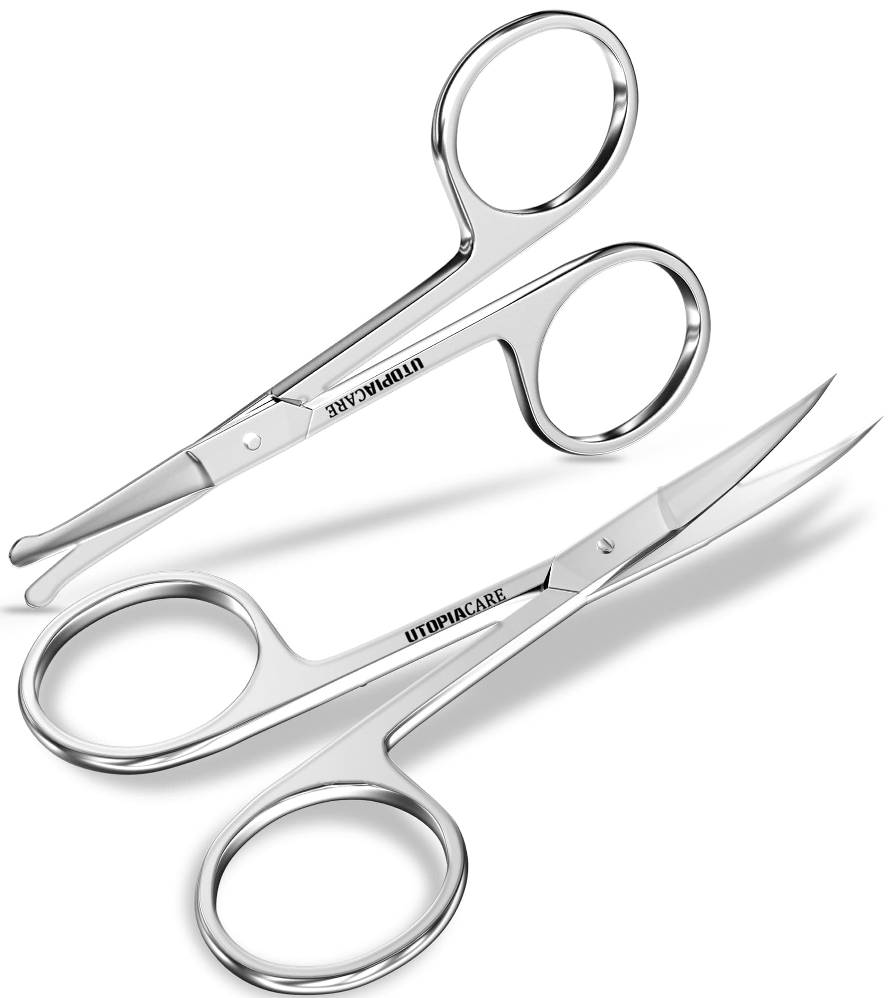 Eyebrow Scissors, Professional Stainless Steel Small Shears for Men and Women, Nose Hair Scissors for Grooming Mustache, Beard, Eyelashes, Ear Hair Trimming, Silver