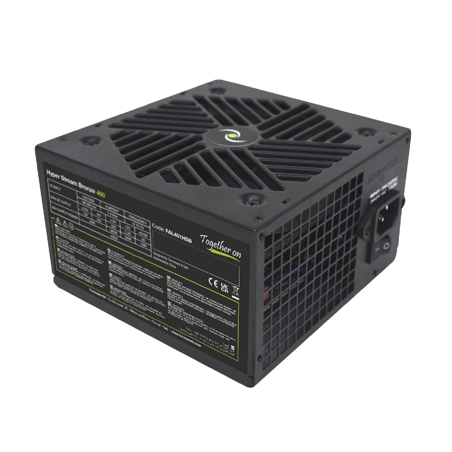 – Tecnoware Power Systems - ATX Power Supply | 400W Hyper Stream Bronze | Supports NVIDIA GeForce GTX & RTX | Quiet 4.7 Inch Fan | PCI-E, CPU 4+4, SATA, Molex Connectors, Eco-Friendly Packaging, 400W