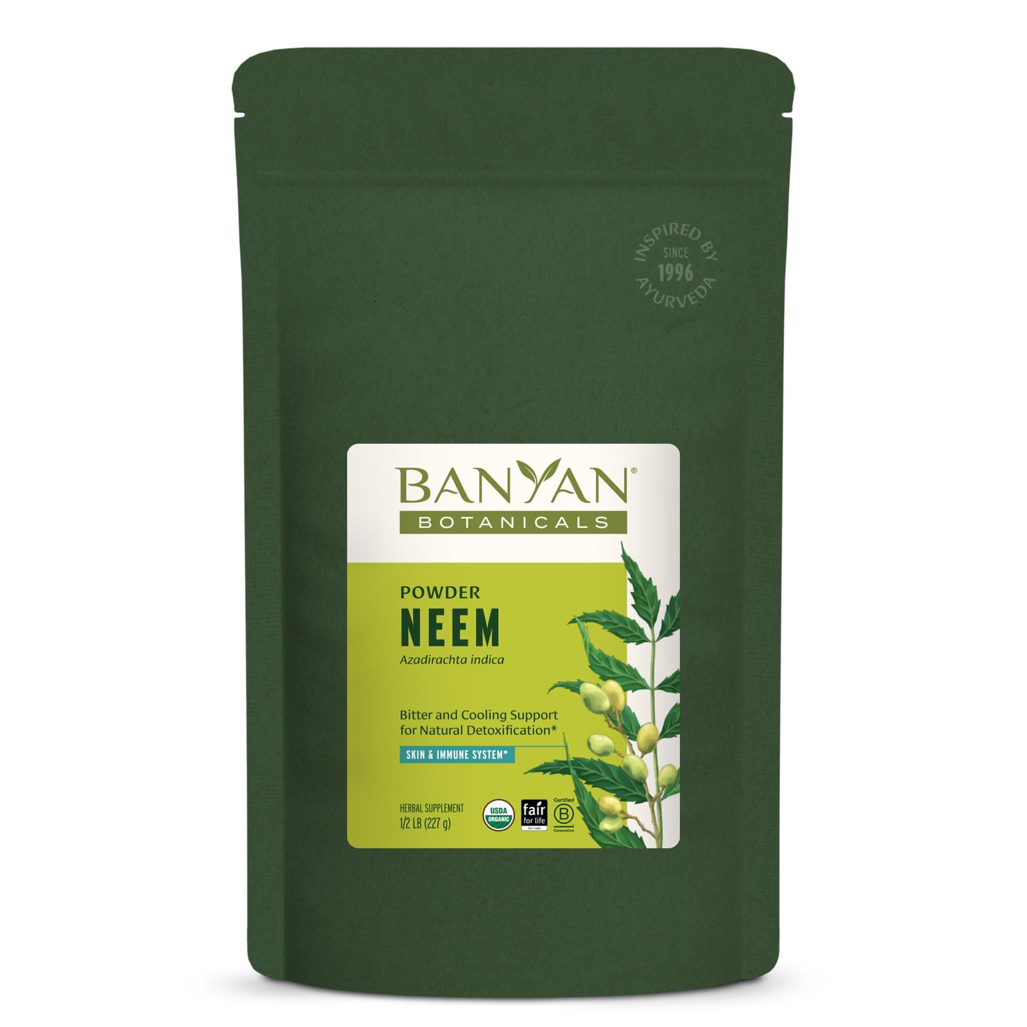 Banyan Botanicals Neem Powder – Organic Neem Leaf Supplement (Azadirachta Indica)–For Skin Health, Immune Support, and Natural Detoxification* – ½ lb. –Non-GMO Sustainably Sourced FFL Fair Trade