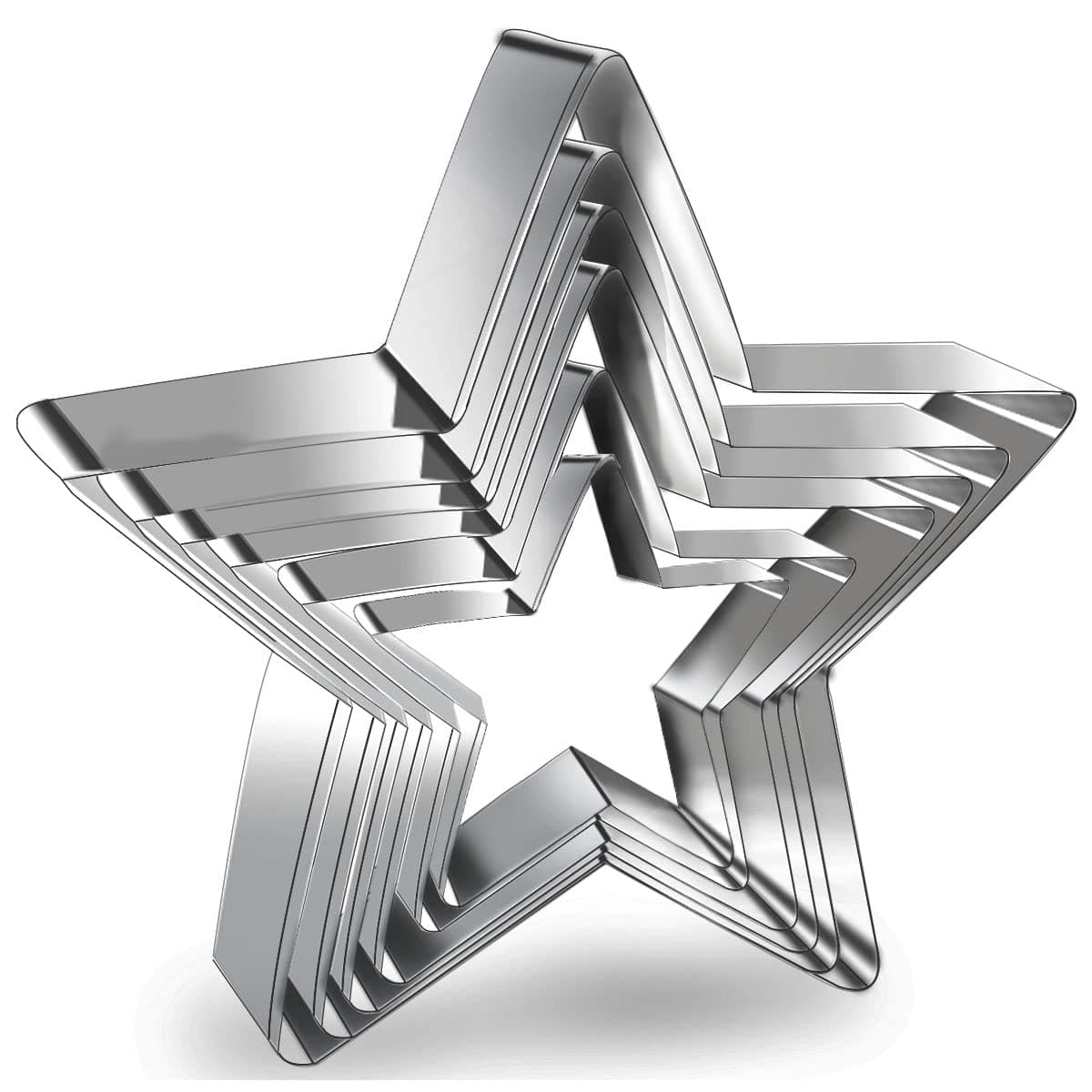 6 Pieces Star Cookie Cutters Set - Stainless Steel Five-Pointed Shaped Cutter, Biscuit Molds, Fondant Cake Cheese Cutter, Pastry Mold Bakeware Tools - Christmas Gifts (Assorted Sizes)